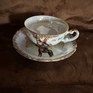 Vintage Canadian Mounted Police Teacup Saucer Dak Bay N.B